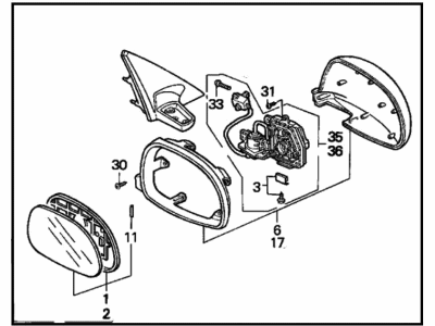 1995 Honda Civic Car Mirror - 76200-SR4-A22ZE