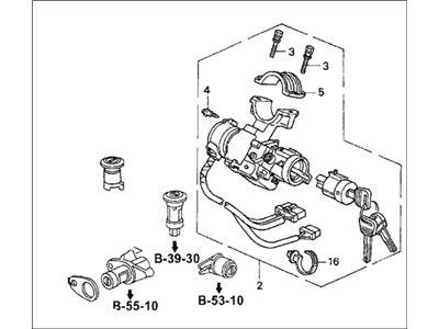Honda Del Sol Ignition Lock Cylinder - 06350-SR2-A70