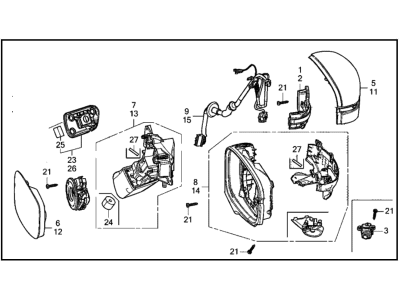 Honda 76200-THR-A61ZA Mirror, Passenger Side Dr (Copperhead Red Pearl)