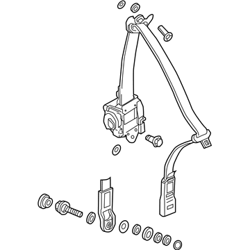 Honda 04814-TS8-A01ZD Tongue Set, Right Front Seat Belt (Outer) (Graphite Black)